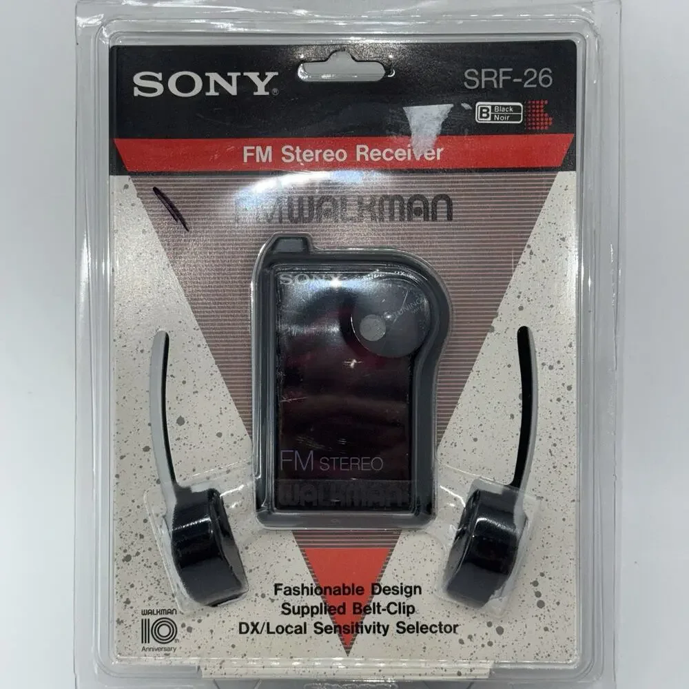 NEW SEALED Sony WALKMAN FM Stereo Receiver SRF-26 Black 10th Anni. Vintage Radio